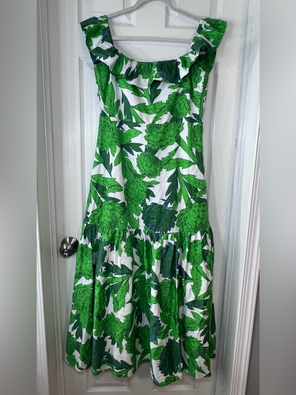 Hyacinth House Green Dandelion Floral Off-The Shoulder Giselle Dress Size M - Picture 2 of 15